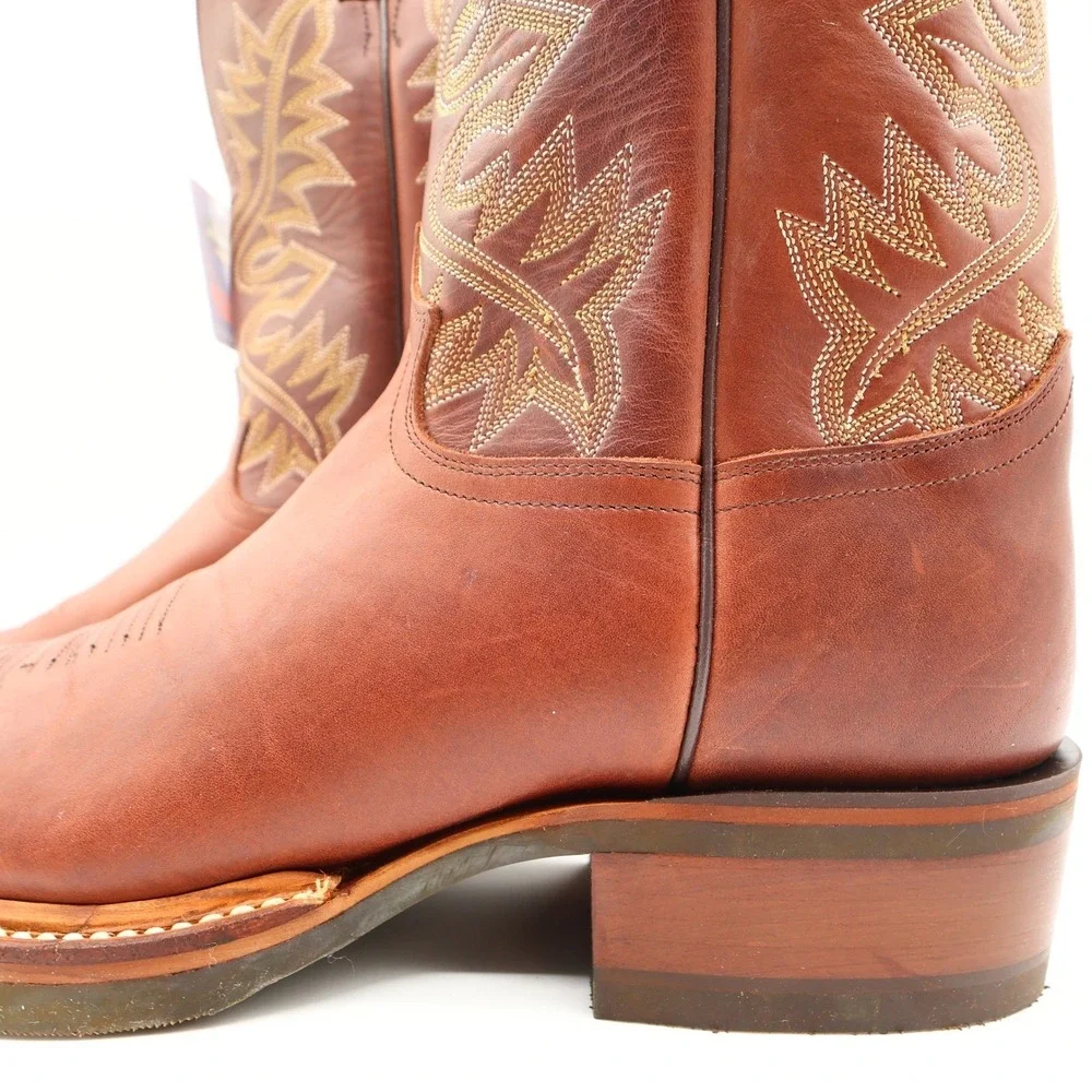 Justin Vintage 90s Western Boots Mens 11 D Red Brown Leather Cowboy 1135 NIB